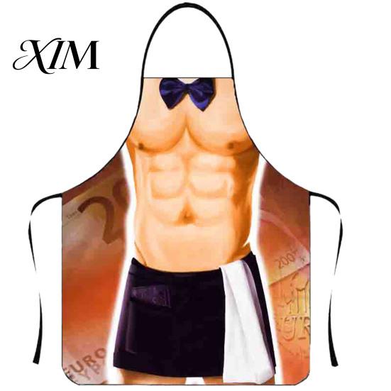 Apron Funny Personality Novelty Clear And Real Image Sleeveless Strap Waterproof Polyester Muscular Man Kitchen Home Supplies Chef