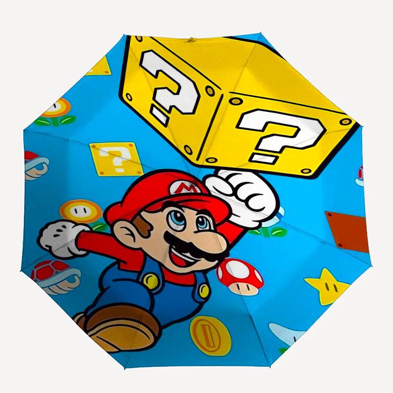 Super Mario Themed Automatic Opening and Closing Umbrella, Compact Travel Umbrella, Lightweight and Portable, Suitable for Beach Commuting B