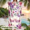 Floral Fantasy Garden 3 Theme Quick Dry Beach Towel Custom Name Text Print Large Sand Resistant Towel Beach Vacation