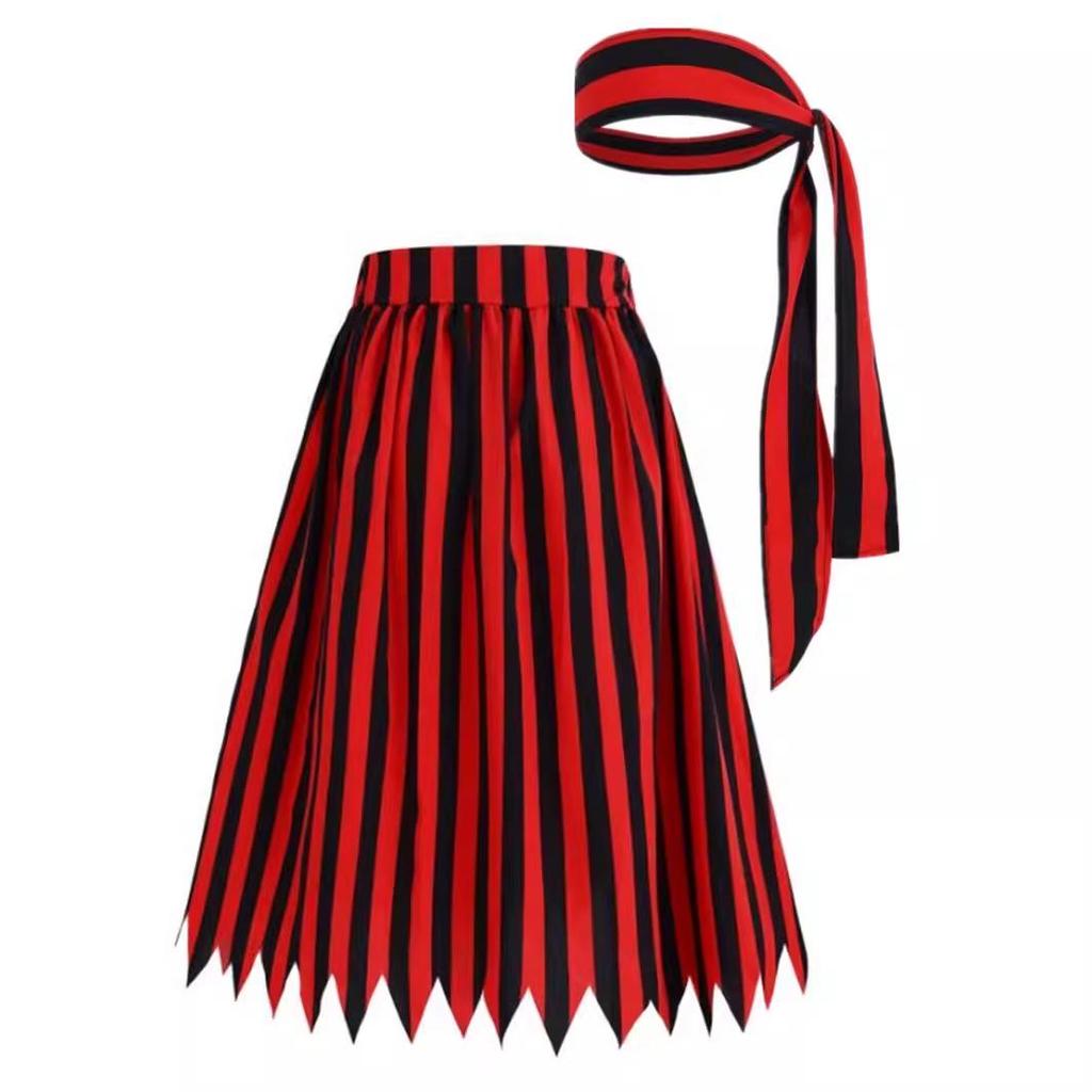 Женская юбка-пират с индивидуальным дизайном — повседневные полоски для Хэллоуина или модных выступлений
