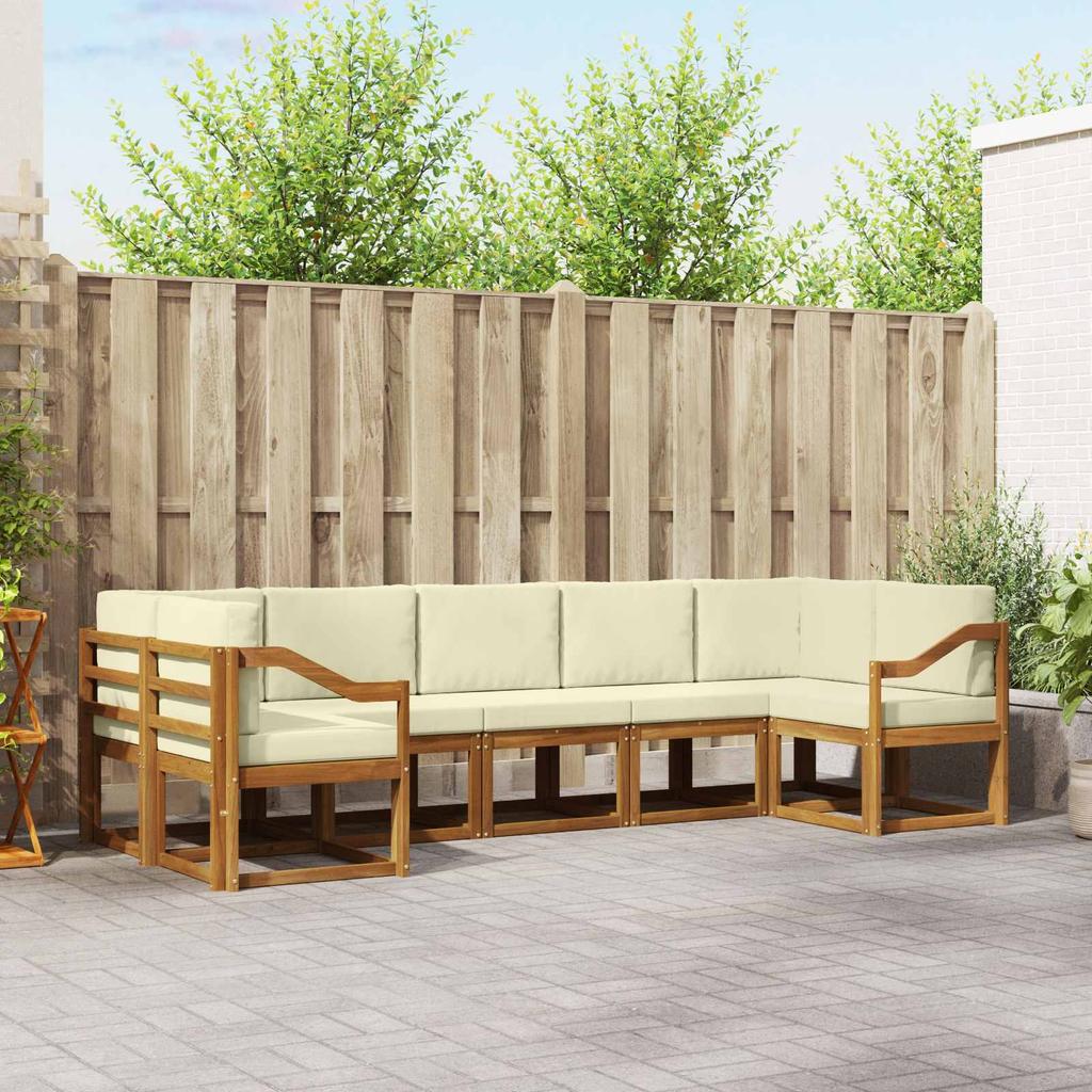 Outdoor Sofa Set with Cushions 7 pcs Natural and Cream