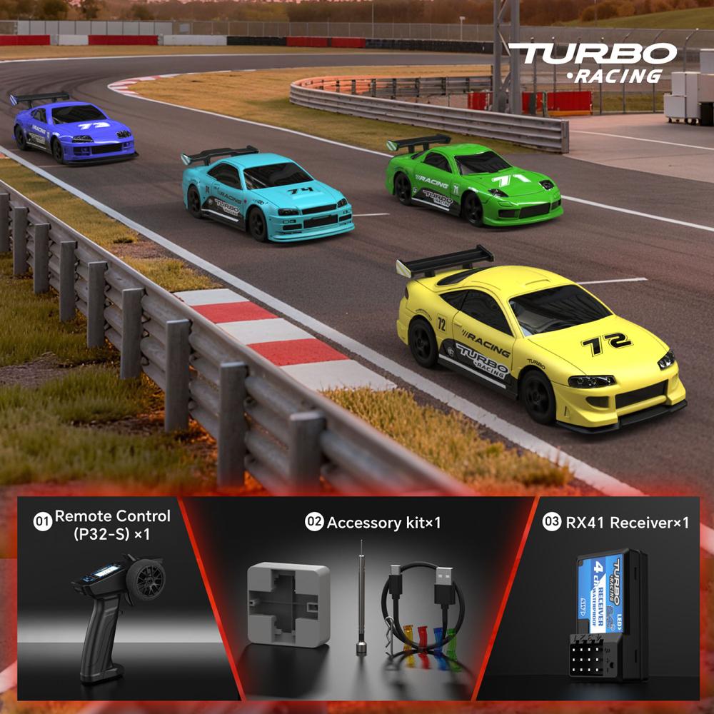 New Year Gift!!! Turbo Racing 1:76 Ultra-mini Rc Model Car Set C71/C72/C73/C74 RWD RC Car P32S P32-S 2.4Ghz Remote Controller