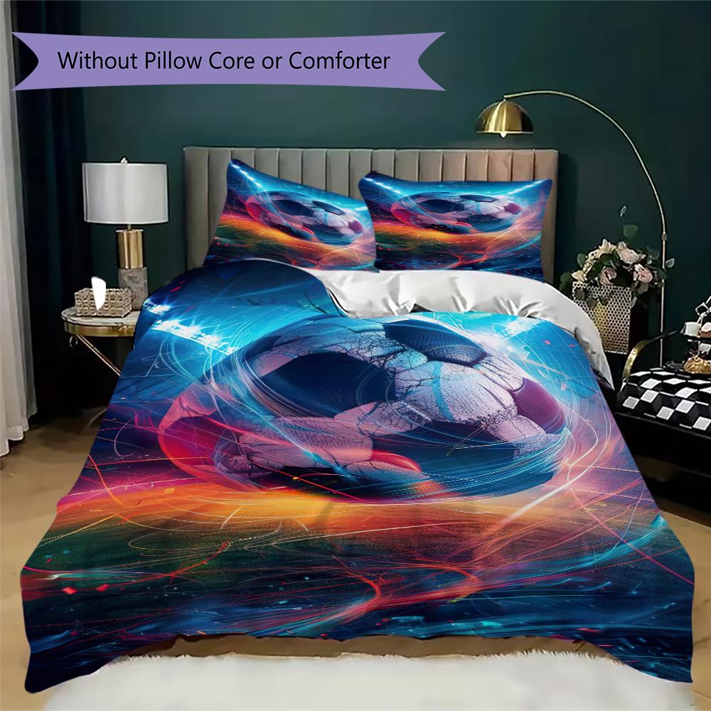 1PC Soccer Football Theme Bedding Quilt Set Quilt Cover Pillowcase Home Decoration Birthday Gift (1 * duvet cover + 2 * pillowcase, without core)A1