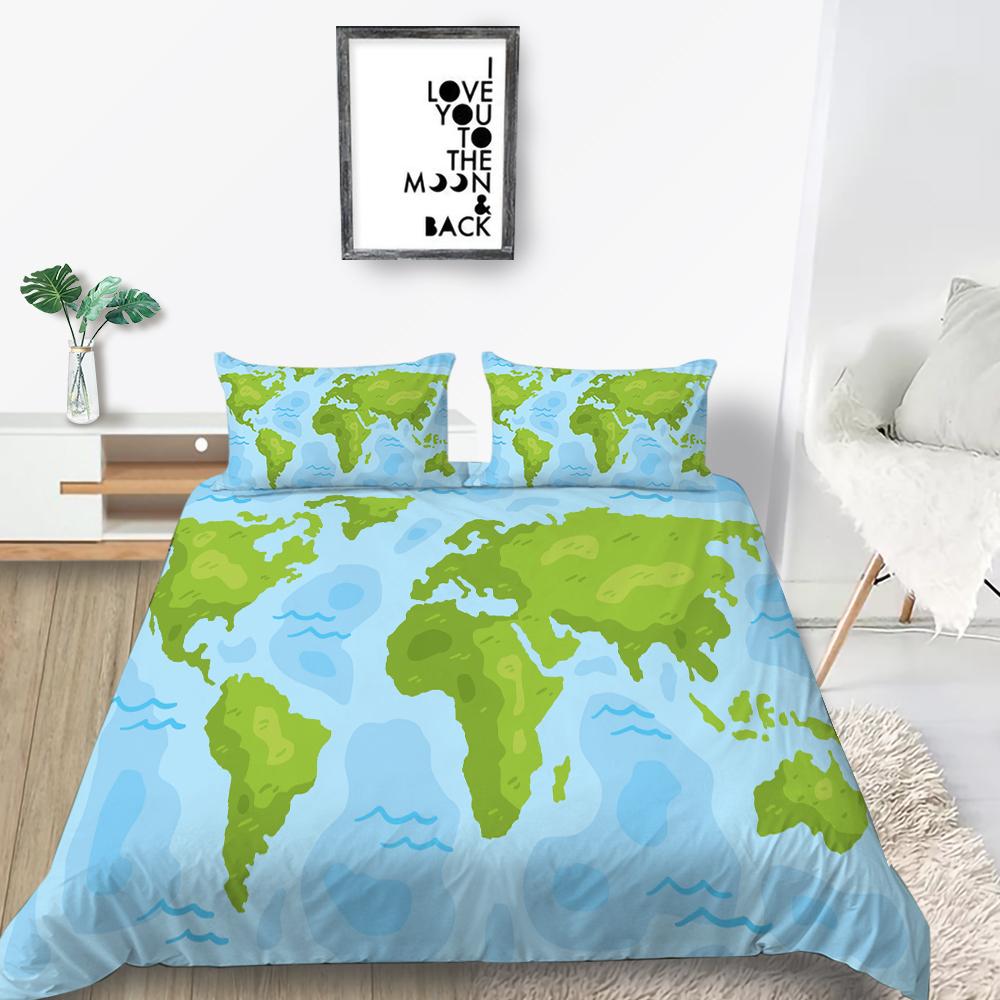 Новая мода Мода Стиль Duver Чехол Набор Уникальный Дизайн Пододеяльник Набор Мальчиков Подростков King Queen Size Роскошные Постельные Принадлежности Костюм Карта Постельные Наборы