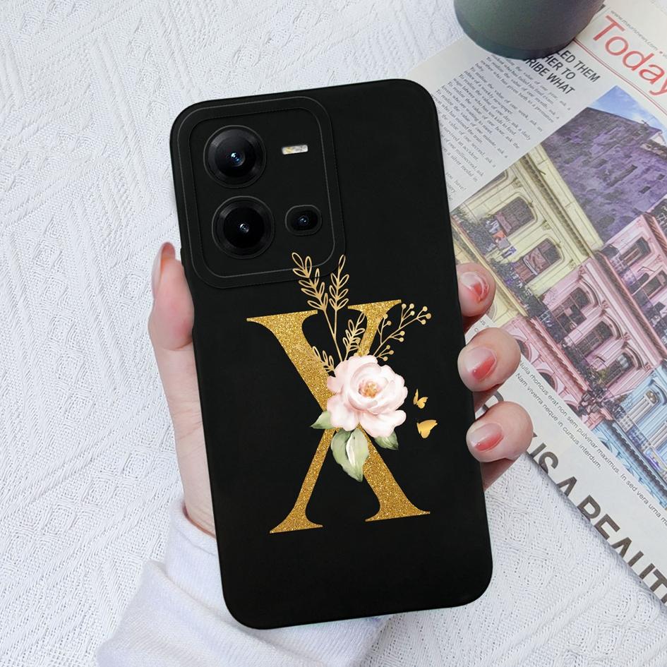 Чехол для телефона Vivo Z1X Z3X Z5X Z5i Z1 Pro Z1i Lite V9 Youth X50 Lite, модный противоударный чехол с цветочными буквами, жидкий силикон для бампера Vivo