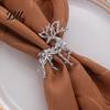Silver Table Decor Christmas Deer Napkin Ring, Faceted Metal Elk Holder, Reusable Rings Ring for Xmas Holiday Wedding Receptions Dining Decoration