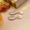 Leaf Fashion Baroque Freshwater Pearl Women's Earrings Two Wearing Methods Pearl 18K Gold Plated Zirconia Earrings Valentine's Day Mother's Day Gifts