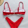 2025 New Sexy Hollow Out Swimsuit Female Solid Color Bikini Flat Chest Strap Swimsuits Fashion Beach Party Bikini Sets Holiday