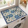 50X60cm Vintage Checkered Printed Washing Machine Dust Cover Pad, Quick-Dry Absorbent Protective Top Mat For Washer And Dryer