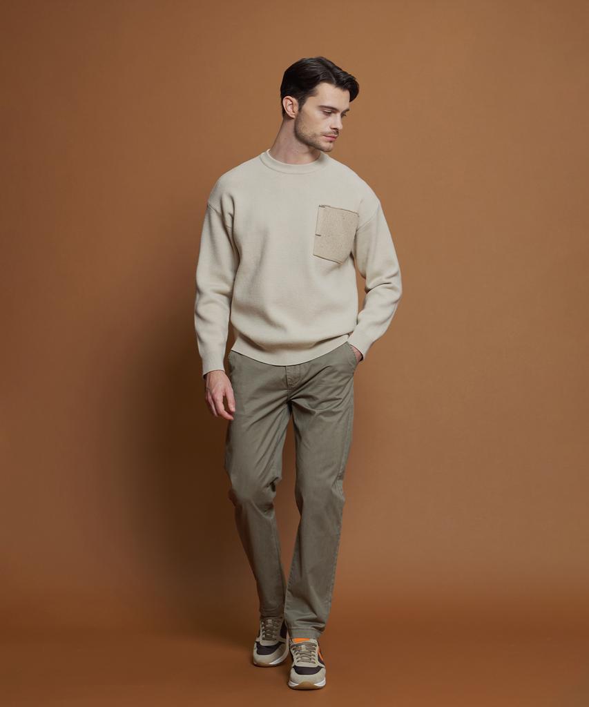 PANICALE Khaki Regular Slim Fit Cotton Pants (Type A)