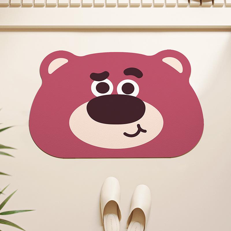 Cartoon Bathroom Non-Slip Floor Mat, Anti-Drop Diatom Mud Floor Mat, Quick-Drying Toilet Door Foot Pad, Diatom Mud