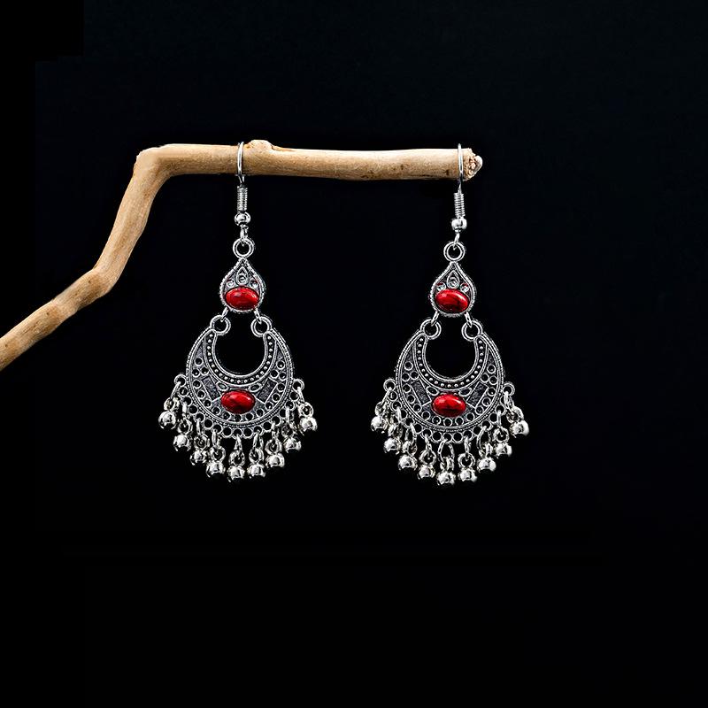 Богемные этнические длинные серьги-подвески с металлическими кисточками