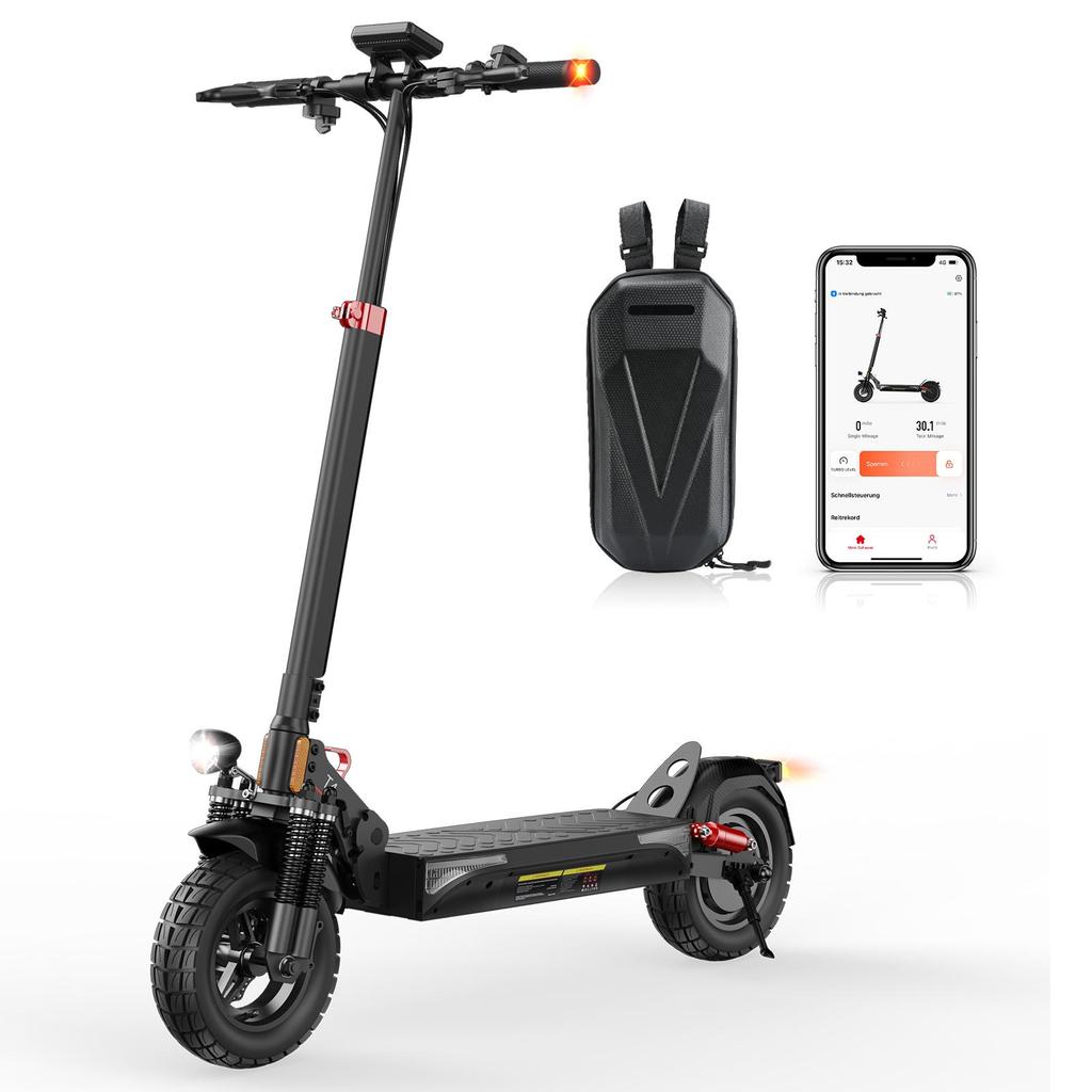 Isinwheel T4 Electric Scooter with ABE Certification, 1000W 48V 12.5Ah Battery, 10-inch Off-road Adult Scooter with App Control