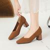 Туфли Женские Высокие Каблуки Удобные Квадратные Вязаные Дышащие Удобные Женские Туфли-балетки (5 см Высотой) Новая коллекция 2025