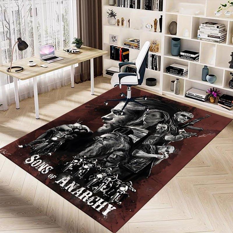 1pc Sons of Anarchy themed Office Carpet Chair Mats - durable polyester rug for home theater, office, dorm room decor - tA27