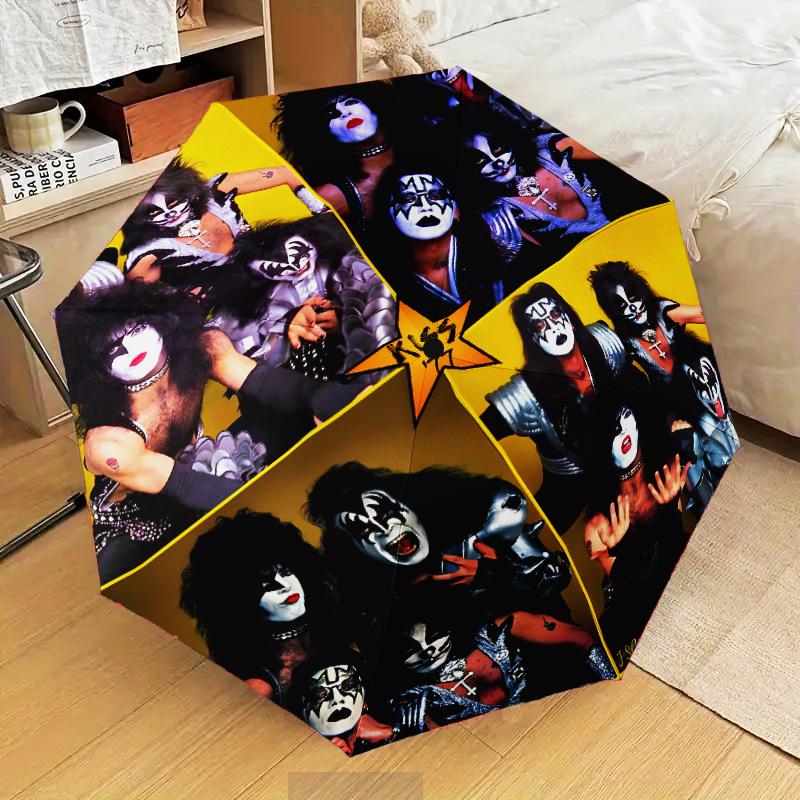 1 шт. Автоматический складной зонт Kiss Music, 8 спиц, дорожный зонт с автоматическим портативным чехлом, идеальный подарок на день рождения