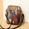 Bohemian Mobile Phone Bag, Retro Mini Crossbody Bag, Colorblock Rhombus Pattern Shoulder Purse
