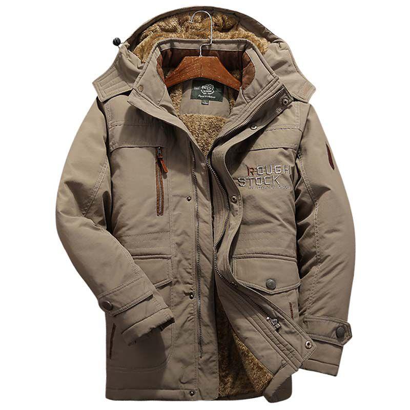 Warm Mens Winter Thick Fur Lined Hooded Jacket Zipper Bomber Military Parka Coat