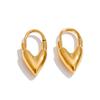 Yhpup 18K Golden PVD Plated Stainless Steel Heart Love Cast Hoop Earrings Anti Allergic Metal Texture Daily Fashion Jewelry Gift