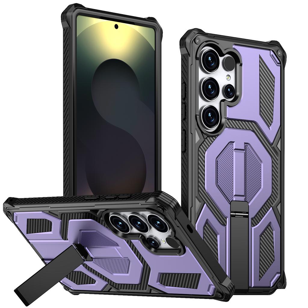 For Samsung Galaxy S24 Ultra Magnetic Case Rotating Kickstand PC + TPU Shockproof Drop-proof Phone Cover