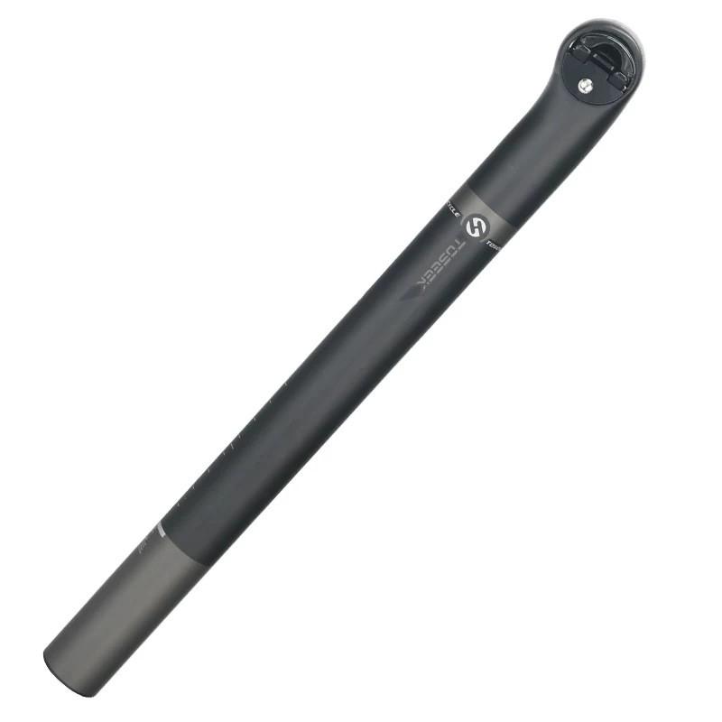 TOSEEK Full Carbon Fiber Bicycle Seatpost Round Head 30.8mm X 400mm / 350mm Matte Gray
