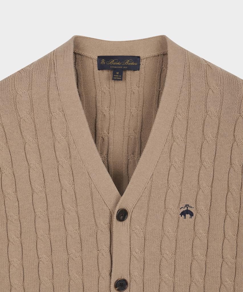 Хлопковый кардиган в косую вязку Brooks Brothers (бежевый) (Bbwcmbg101)