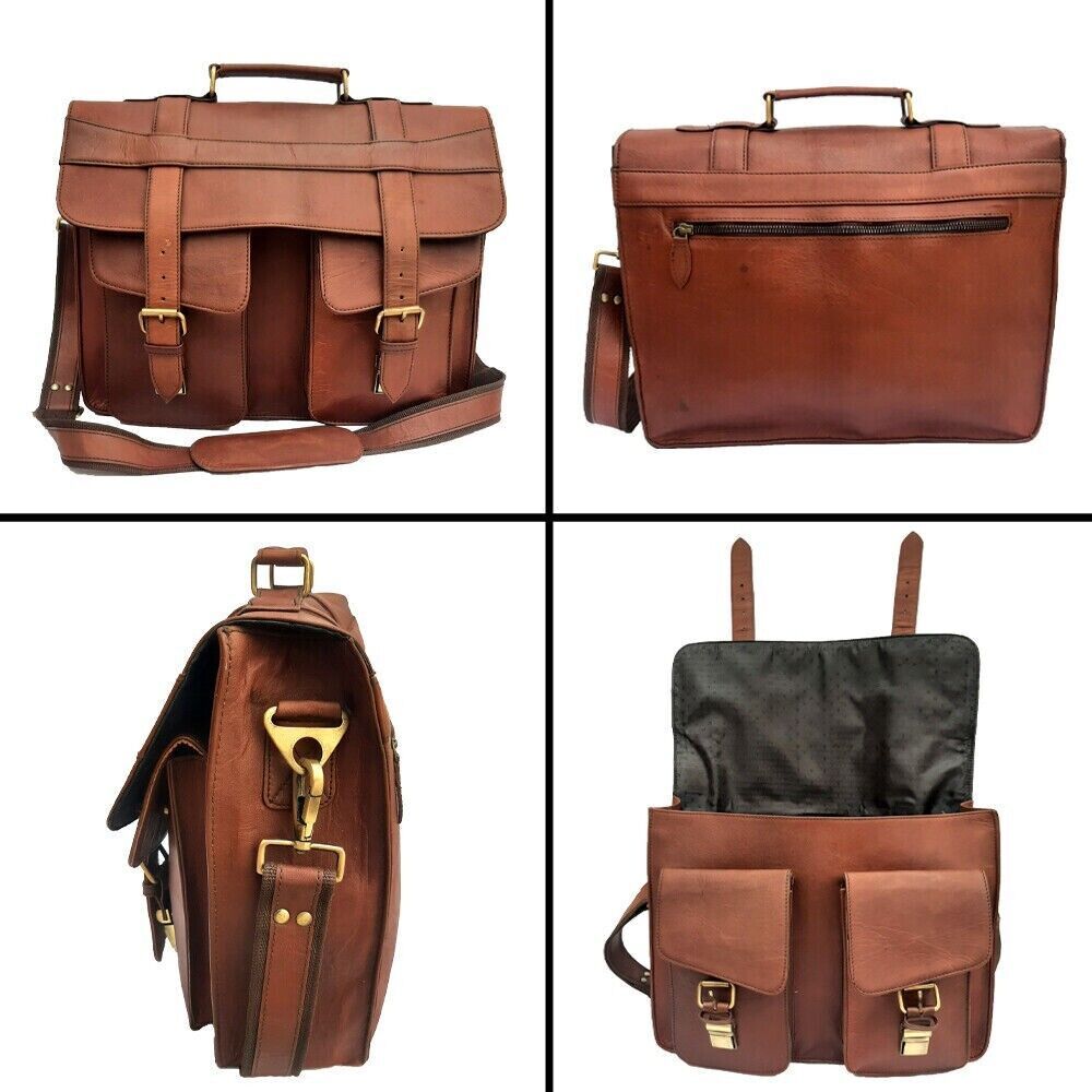 Новый винтажный портфель-портфель из мягкой кожи, сумка через плечо для ноутбука