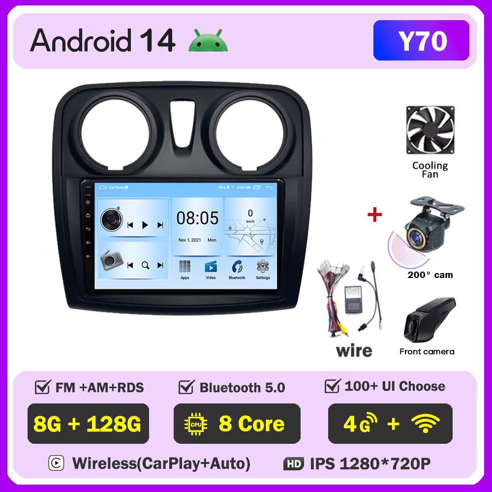 Autoradio Android 16 pour Renault Logan 2 Sandero 2 2012 - 2019, GPS, Navigation, Radio, Écran, Pas de lecteur DVD 2DIN, WiFi, Caméra embarquée