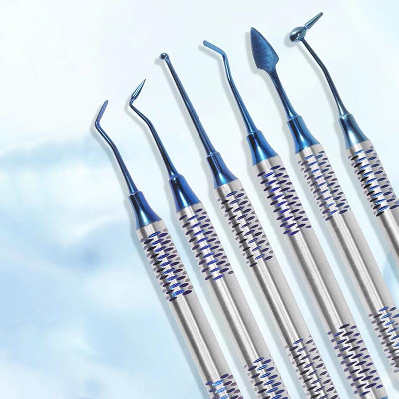 6Pcs Dental Composite Resin Filling Spatula Double Heads Mixing Carving Spatula Titanium Plated Head Filler