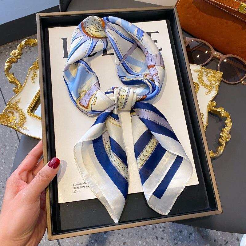 High-end large square scarf silk scarf women's new versatile neck summer thin bag head mother scarf with shawl