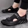 Summer Sandals for Men Black Fashion Baotou Slippers Large Size Soft Sole 2024 New Mesh Sandalias Breathable Outdoor Beach Shoes