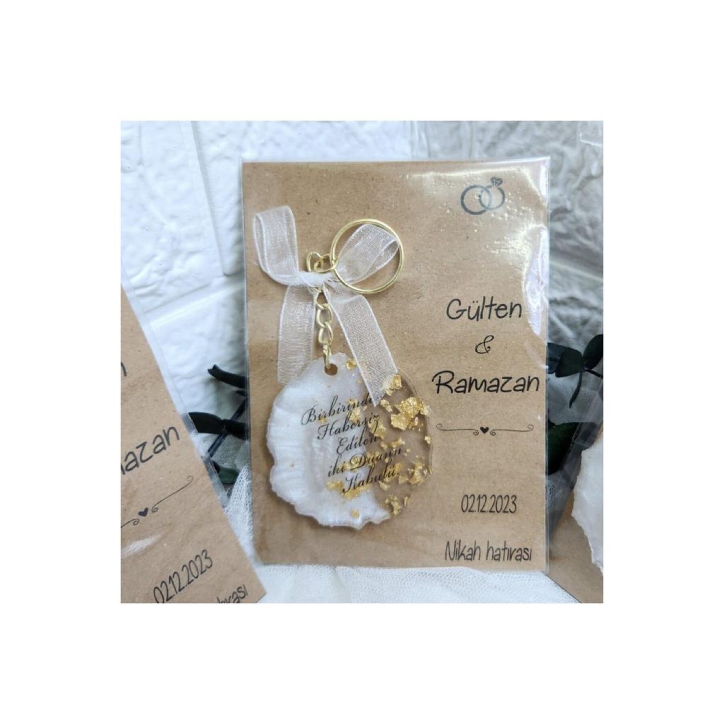 Эпоксидный брелок на крафт-бумаге, 30 штук — свадебный подарок на помолвку —