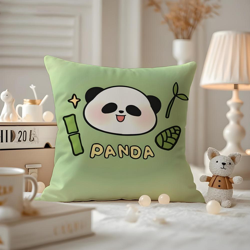 Art panda Cushion Cover Antidustmite Pillowcase Invisible zipper silky short plush Sofa cushion cover