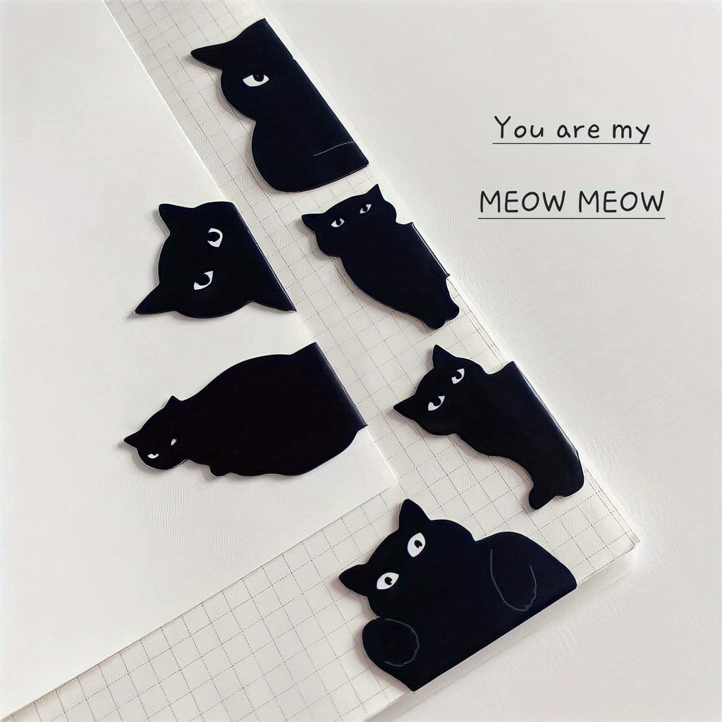 6pcs/set Black Cat Creative Bookmark For Books Cute Cartoon Magnetic Book Page Marker Unique Reading Gifts Literary Style Folding Bookmark Clip