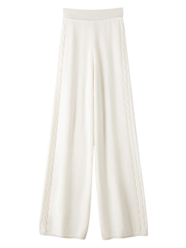 Женские брюки прямого кроя из 100% кашемира толстой вязки «косичка» 25FW