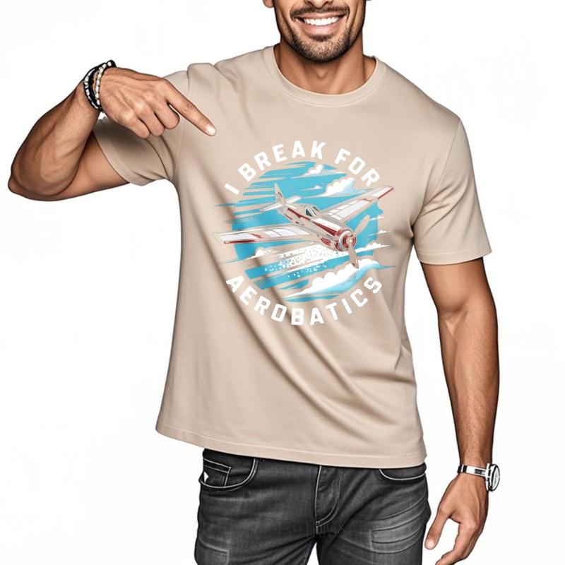 Comfortable For Unisex Crew Neck T Shirt Streetwear I Break For Aerobatics Plane Sky Clouds Hiphop Boys Tee Shirt Breathable Tee