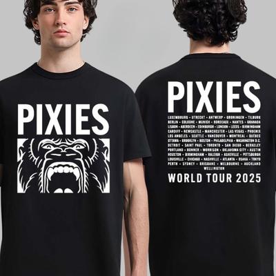 Футболка Pixies World Tour 2025 Cloud Monkey, двусторонняя, унисекс, женская, класса люкс, подходит как для мужчин, так и для женщин, Top Y2k