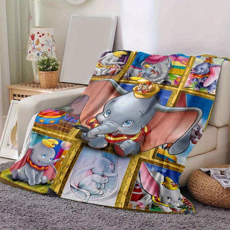 1pc. Cartoon Dumbo Elephant Circus Theme Blanket, Home Decor Gift for All Seasons,Soft Flannel Throw Blanket, Living Room, Travel, Camping,
