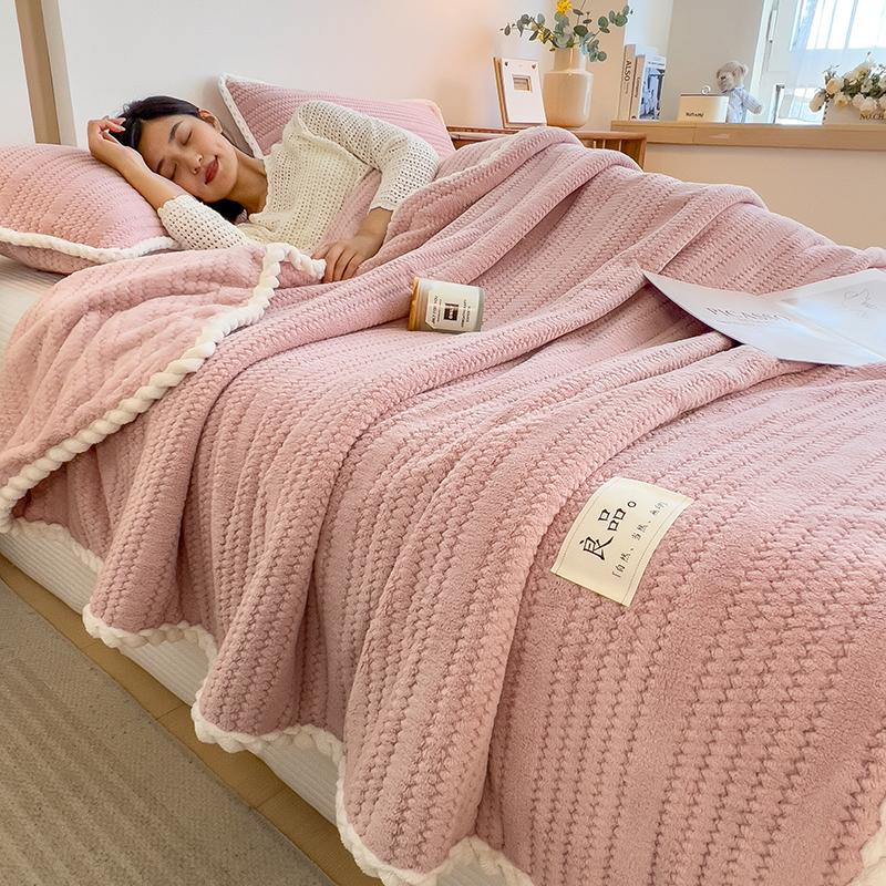 Category A Thicken Jacquard Velvet  Warm  Autumn Winter Blankets Soft Skin-friendly Warmth Sofa Blanket Warmth Comfortable Duvet