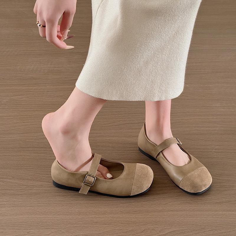 Туфли Мэри Джейн в стиле ретро, женские, новинка осени 2025 года, плоские туфли, французский вечерний бриз, нежный с юбкой, маленькие кожаные туфли
