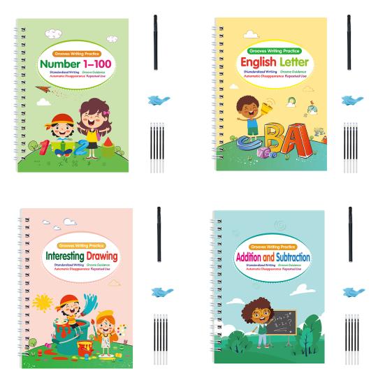 Книга для практики письма для детей, многоразовые рабочие тетради для дошкольников, английская пропись с углублениями, набор для раннего обучения письму для детей 3-8 лет