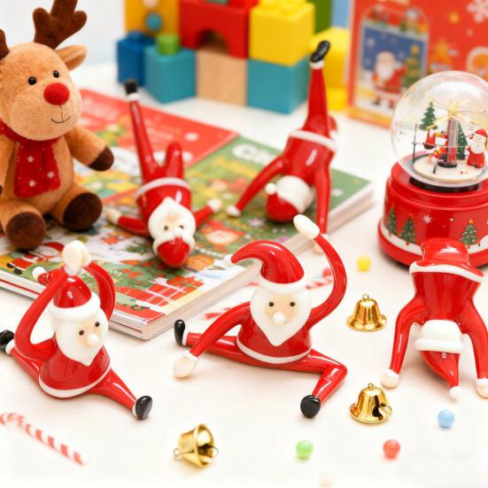 Санта Клаус Йога Стеклянное Украшение Настольное Искусство Фигурка Здоровый Юмористический Праздничный Декор Стеклянное Художественное Украшение