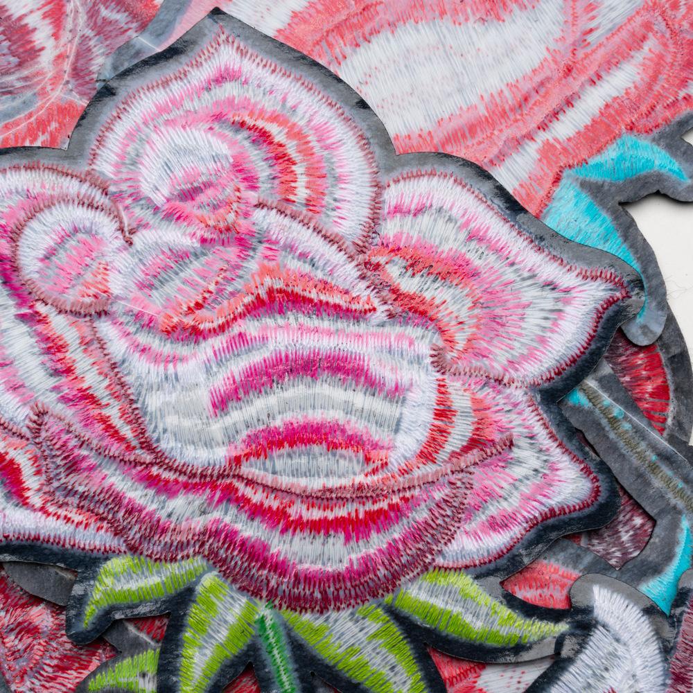 Computer Embroidery Plus Rose Flower Boutique Embroidery Cloth Sticker Seam-Free Sequin Hot Melt Adhesive Diy Patch