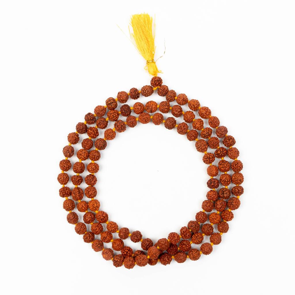 7 мм Священная Рудракша Мала|Аутентичные Четки для Медитации для Духовной Молитвы, Йоги и Положительной Энергии| Джапа-мала из Настоящих Семян Рудракши