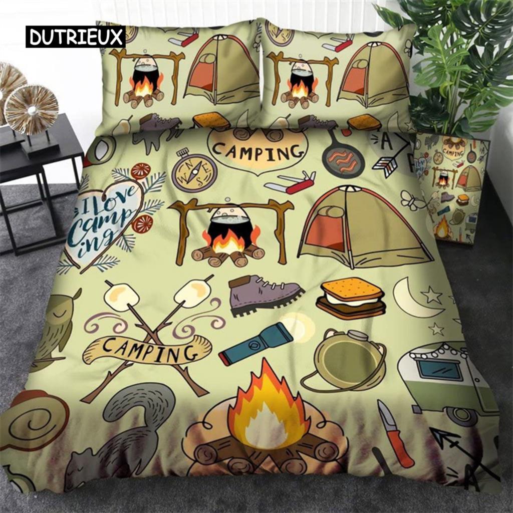 Пододеяльник для автомобиля для кемпинга, комплект постельного белья с изображением мультяшных животных, чехол для кемпинга, полный размер King, для подростков, подарки для взрослых