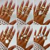 Personalized Exaggerated Imitation Pearl Ring Hand Jewelry, Retro Irregular Liquid Lava Ring Set