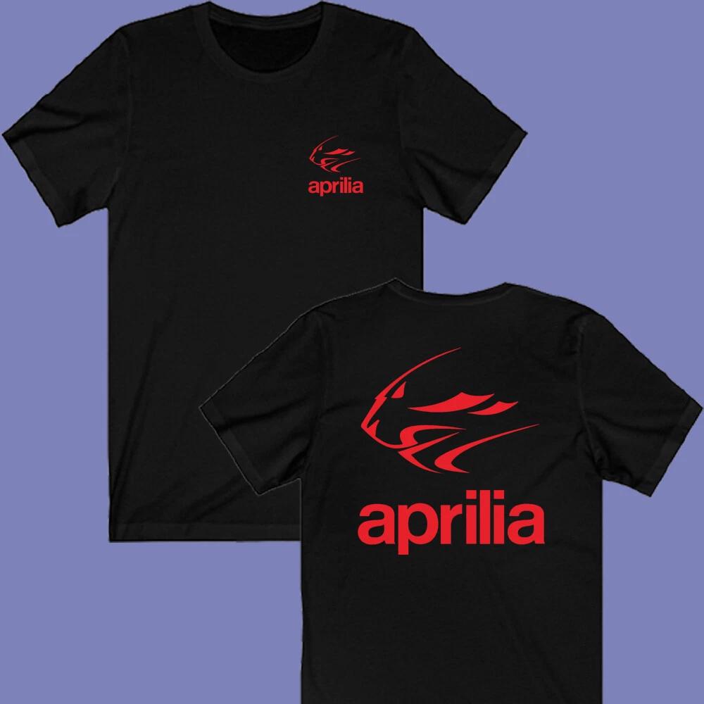 Aprilia Racing Men's Black T-shirt Fashion Street Hip-hop Rock Short-sleeved Women Round-neck Top