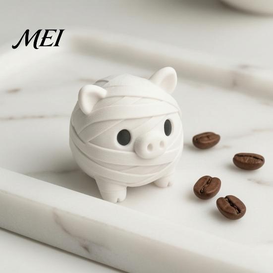 Creative Office Desk Accessories Miniature Mummy Animal Figurine, 3D Printed Pig Chicken Dino Duck Niche Holiday Collectibles Cat Statue, Spooky Cute