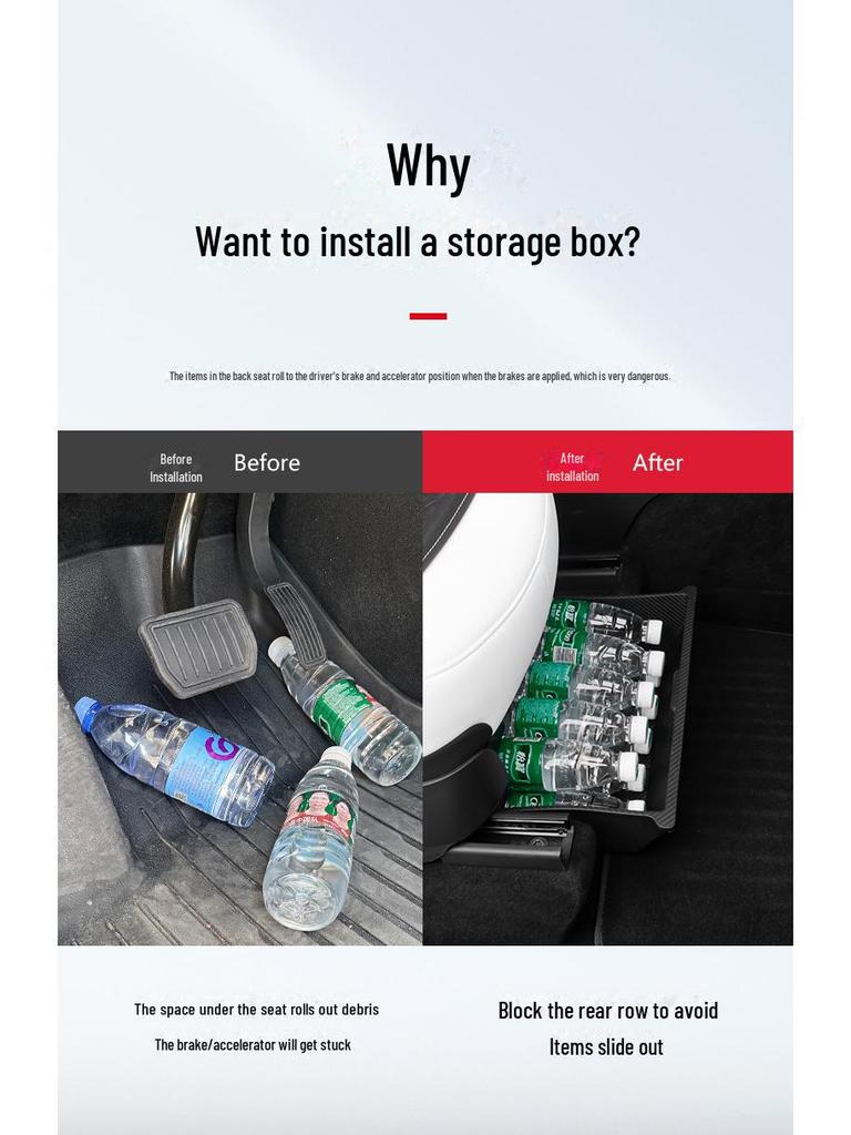 Скрытый ящик для хранения вещей под сиденьем Tesla Model Y