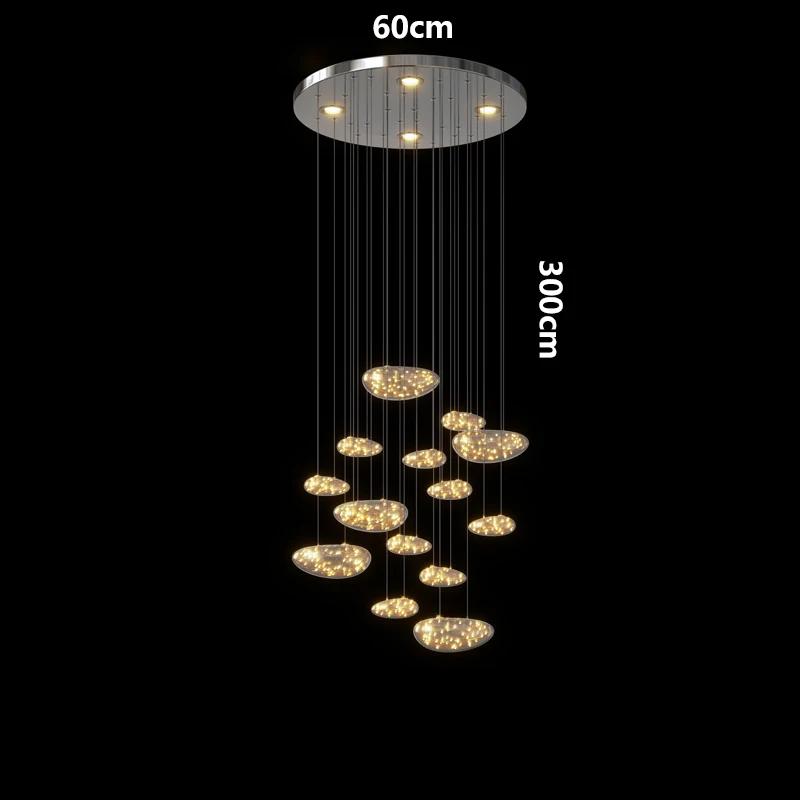 Современная минималистская лестница длинная люстра Glass Full Sky Star ресторанная люстра светильник для гостиной светодиодный светильник